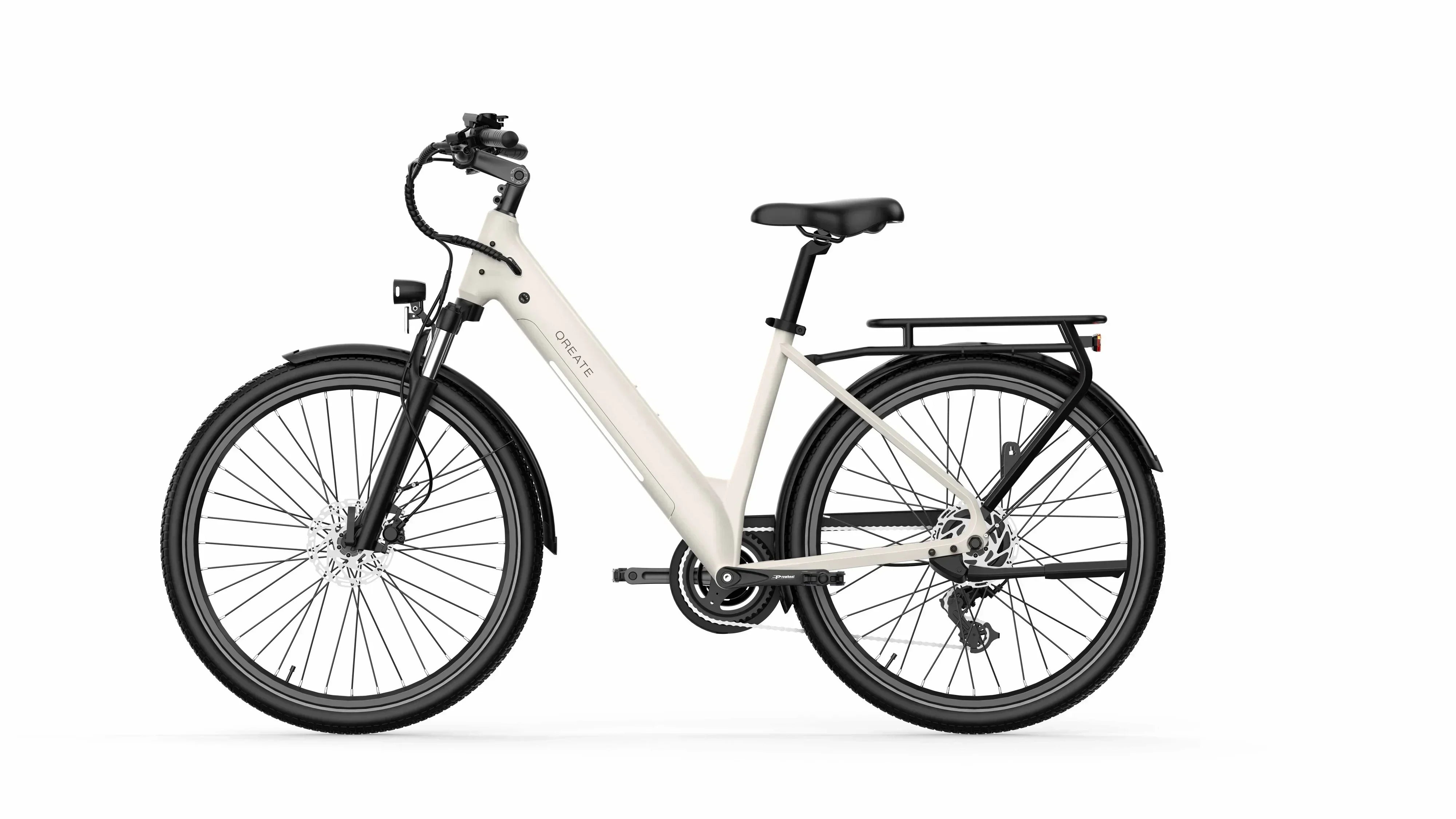 Gravel Grey A-Spadz Qreate City Air Electric Bike on a white background - Pogo Cycles