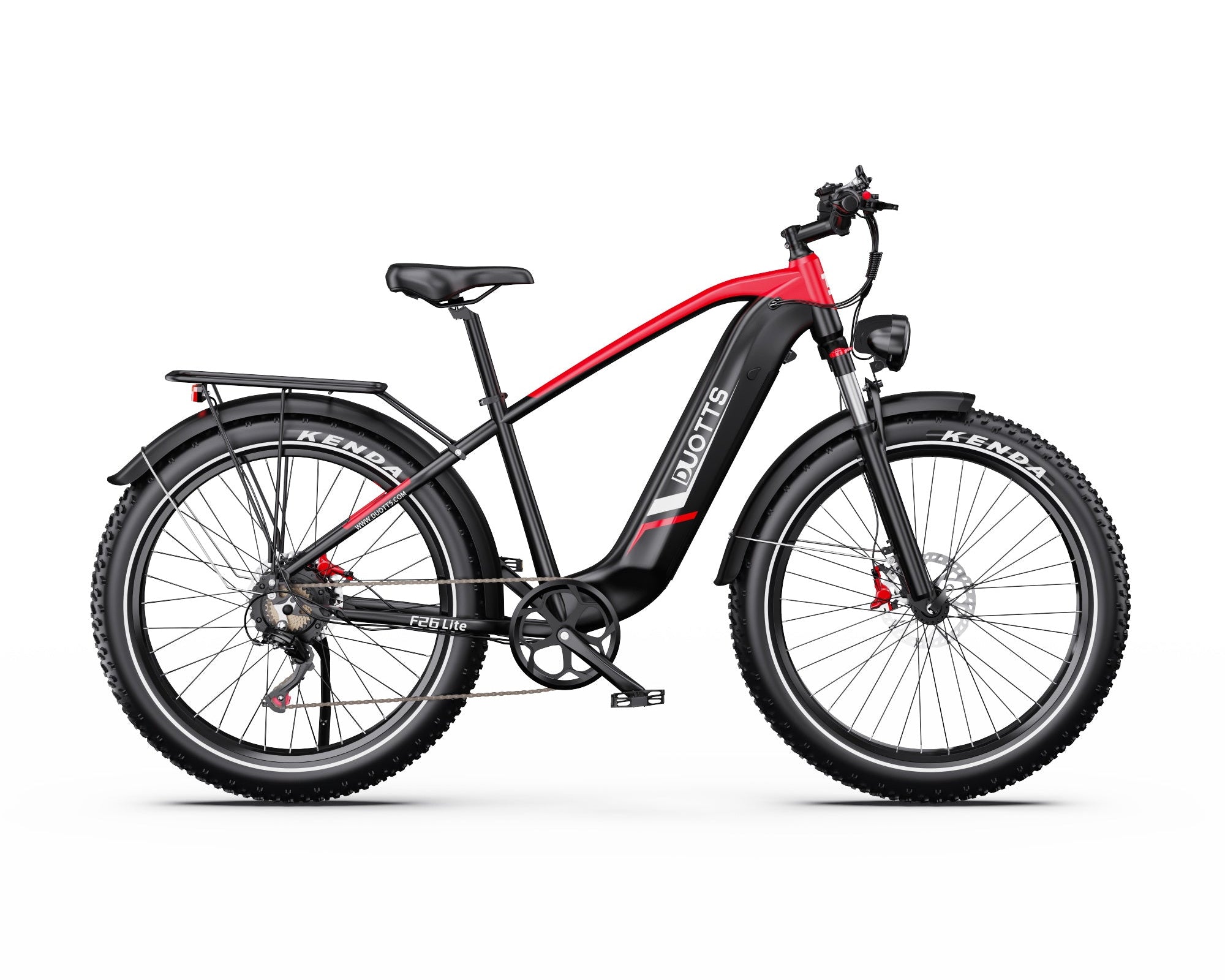 DUOTTS F26 Lite Electric Bike with red and black design on a white background