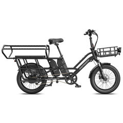 Fafrees FF20 CUV Modular longtail Cargo Bike in black with baskets on a white background