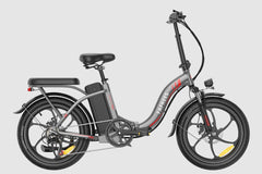 Gray Fafrees F20 Plus Folding Electric bicycle on a light gray background