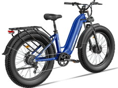Freesky Ranger M-540 Dual-Motor Step-Thru Ebike in blue with black tires on a white background