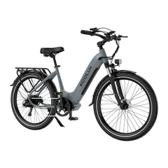 Gray KOOLUX X2 Step-Thru Electric Bicycle with 'Koolux' branding on a white background - Pogo Cycles