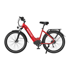KOOLUX X2 Step-Thru Electric Bike with 'Koolux' branding on a white background - Red