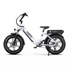 White Onesport OT08 electric bike with black accents on a white background
