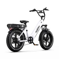 White onesport OT08 electric bike with black tires on a white background