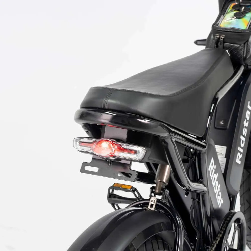 Taillight View of Ridstar Q20 Pro motorcycle with a visible brand name on a white background
