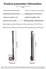 ESLNF Portable High-pressure 300psi Bike Air Pump with Gauge for Fork & Rear Suspension Shock Absorber Mountain Bicycle