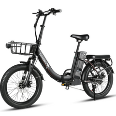 SAMEBIKE CY20 Pro Electric Bike in black with a basket on a white background