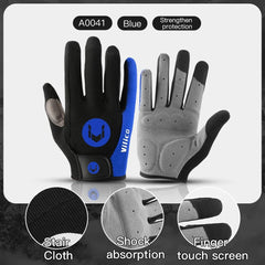 1 Pair Of All-finger Gloves Breathable Shock-proof Touch-screen Bike Gloves Spring And Summer Mountain Bike Road Riding Gloves