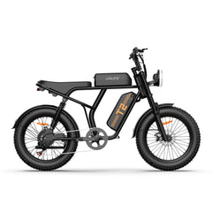 Black URLIFE T2 Off Road Electric Bike with visible branding on a white background
