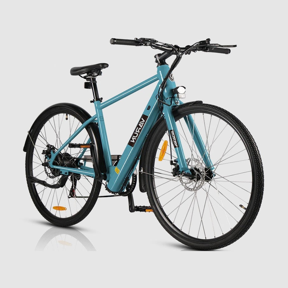 Blue VARUN C7007 Premium Commuter Electric Bike on a white background