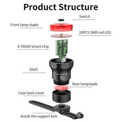 X-Tiger Bike Rear Light IPx6 Waterproof LED Charging Bicycle Smart Auto Brake Sensing Light Accessories Bike Taillight Light - Pogo Cycles