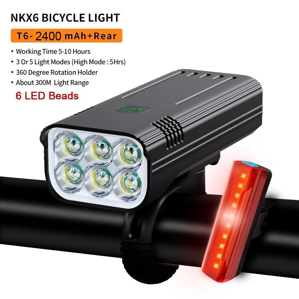 10000mAh 3600 Lumens USB Rechargeable Bike Light with Rear Light - Pogo Cycles