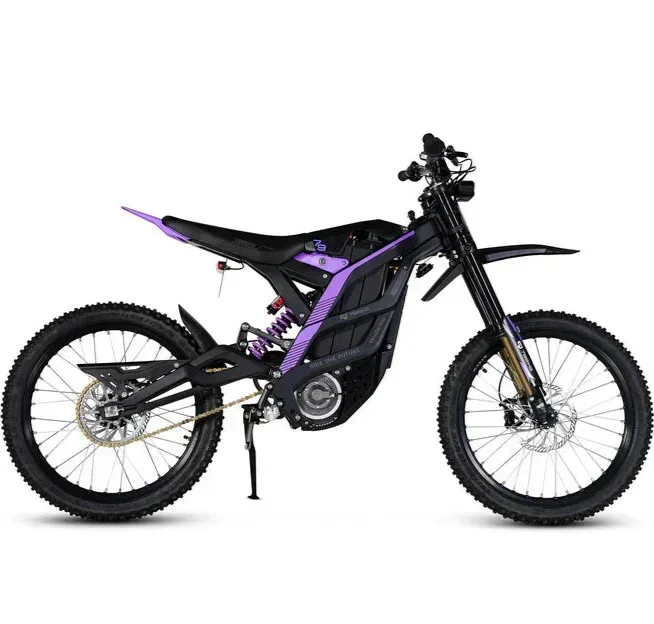 Black and purple 79BIKE Falcon Pro Electric Dirt Bicycle on a white background