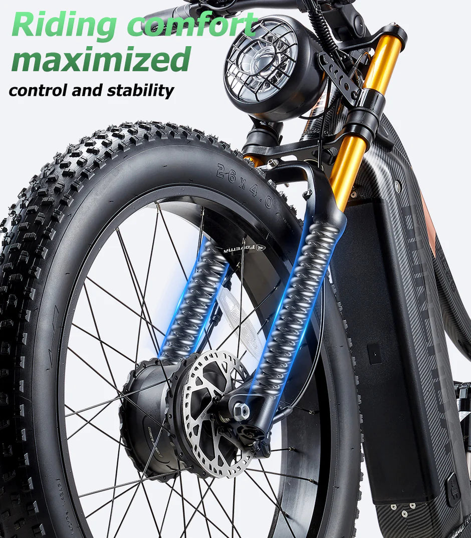 BURCHDA HC26 Dual Motor Electric Bike - Pogo Cycles - Front View in white background