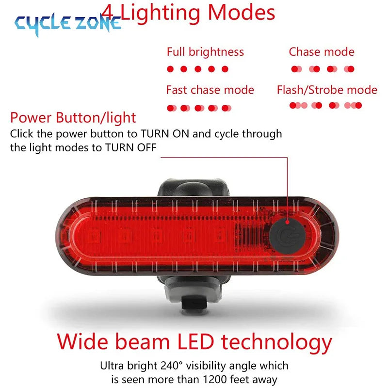 Bicycle Rear Lights USB Rechargeable Bike Tail Light Cycling Taillights Flashing 4 Modes for Night Riding Bike Light Back Lamp