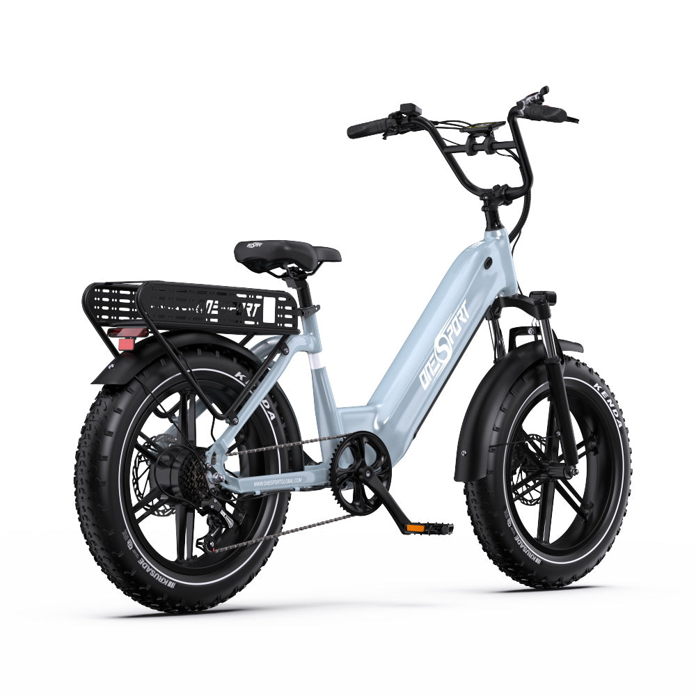 Onesport-OT08 electric bike with black seat and tires on a white background