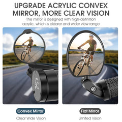 WEST BIKING Bike Rearview Mirror Universal Adjustable Convex Mirrors Rotate Handlebar End Mirror MTB Road Bike Accessories