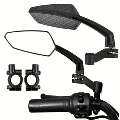 Universal Bike Handlebar Rear View Mirrors 360° Rotatable Wide Angle Safety Glass for Bicycles E-bikes