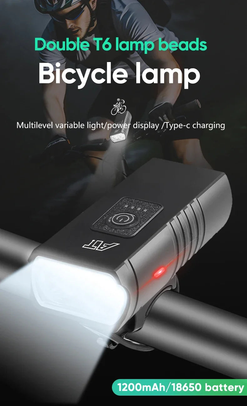 BK02 Bike Light Rechargeable T6 LED Bicycle Lights 6 Modes MTB Flashlight Bicycle Headlight for Cycling Bicycle Front Lamp