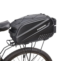 Multifunctional Expandable Bike Rear Rack Bag Hard Shell Carbon Fiber Look Cycling Pannier Bag with Insulated Water Bottle Pocke