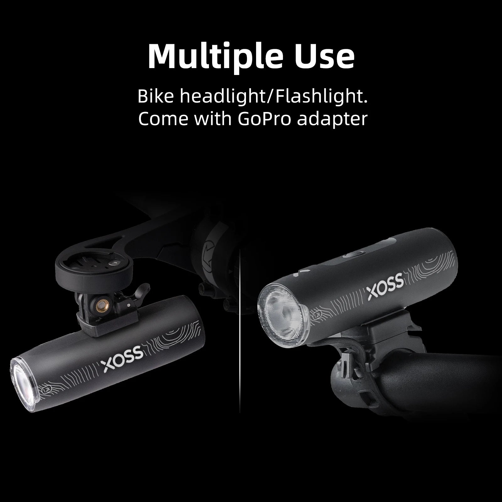 XOSS XL1200 Headlight 200-1200 Lm  Bike Light Waterproof Rechargeable Front Lamp Bicycle Light Aluminum Ultralight Flashlight