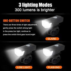 MTB Bike Front Lights USB LED Rechargeable Waterproof Mountain Bike Headlight Bicycle Light Warning Cycling Accessories