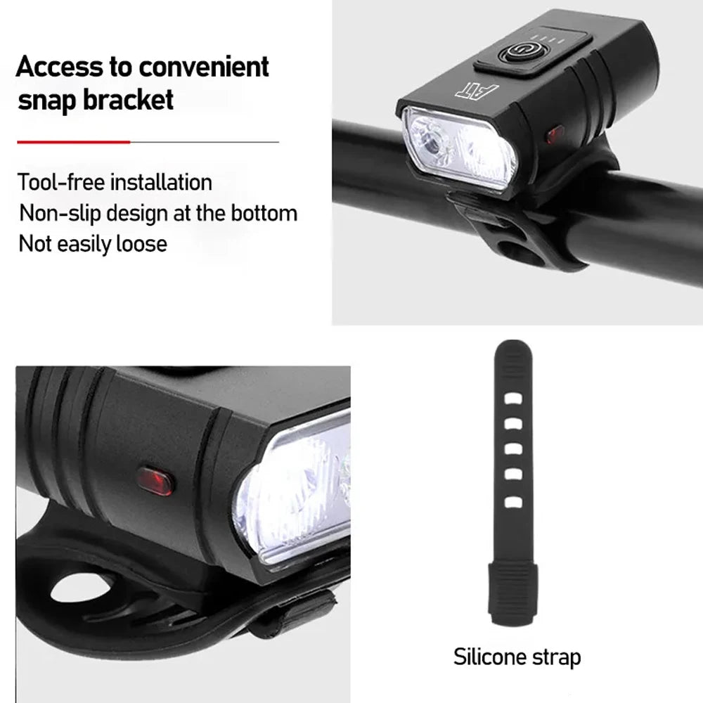 BK02 Bike Light Rechargeable T6 LED Bicycle Lights 6 Modes MTB Flashlight Bicycle Headlight for Cycling Bicycle Front Lamp