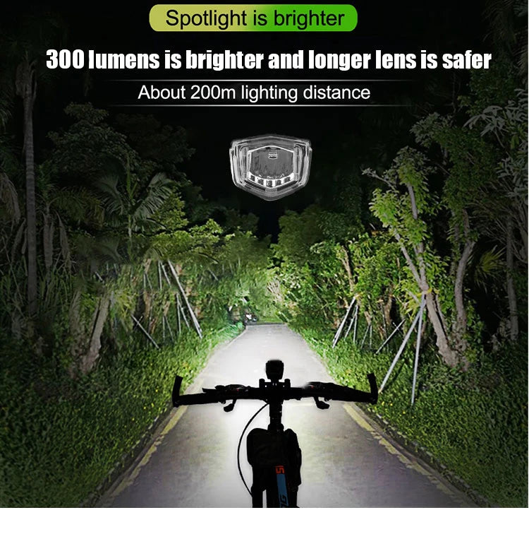 MTB Bike Front Lights USB LED Rechargeable Waterproof Mountain Bike Headlight Bicycle Light Warning Cycling Accessories