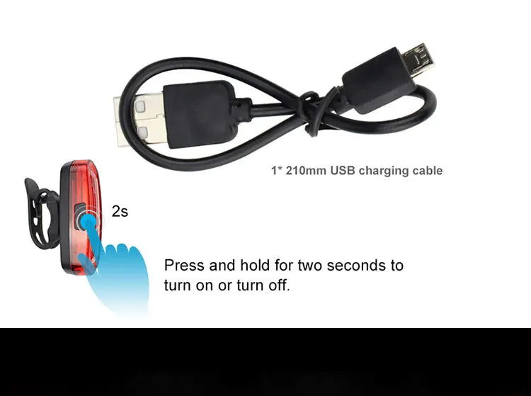 MTB Road Bike Rear Light USB Rechargeable LED Bike Tail Light Easy to Install Bicycle Warning Taillights for Night Riding Safety
