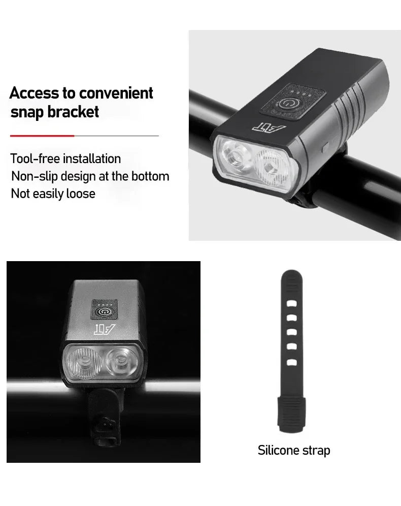 BK02 Bike Light Rechargeable T6 LED Bicycle Lights 6 Modes MTB Flashlight Bicycle Headlight for Cycling Bicycle Front Lamp