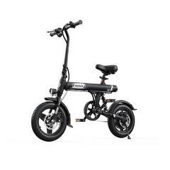 Black VARUN C14-1 Compact Folding Electric Bike on a white background  - Pogo Cycles