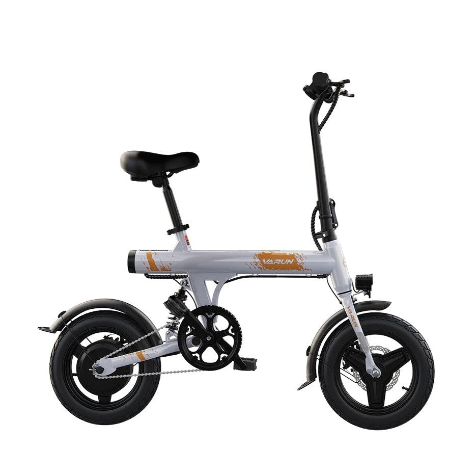 Small VARUN C14-1 Compact Folding Electric Bike on a white background