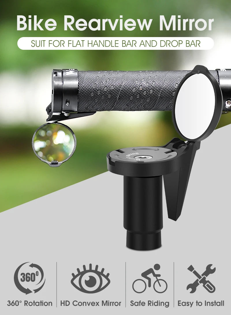 WEST BIKING Bicycle rearview mirror with handlebar attachment on a blurred green background