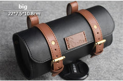 Bicycle bag handmade leather rainproof riding bag handlebar saddle bag fit brompton road bike MTB PU leather tool bag - Pogo Cycles