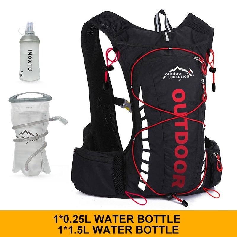 Cycling backpack for men and women, nylon bag, waterproof 8 liters, hiking and camping, 250ml water bottle with 1.5L water bag - Pogo Cycles