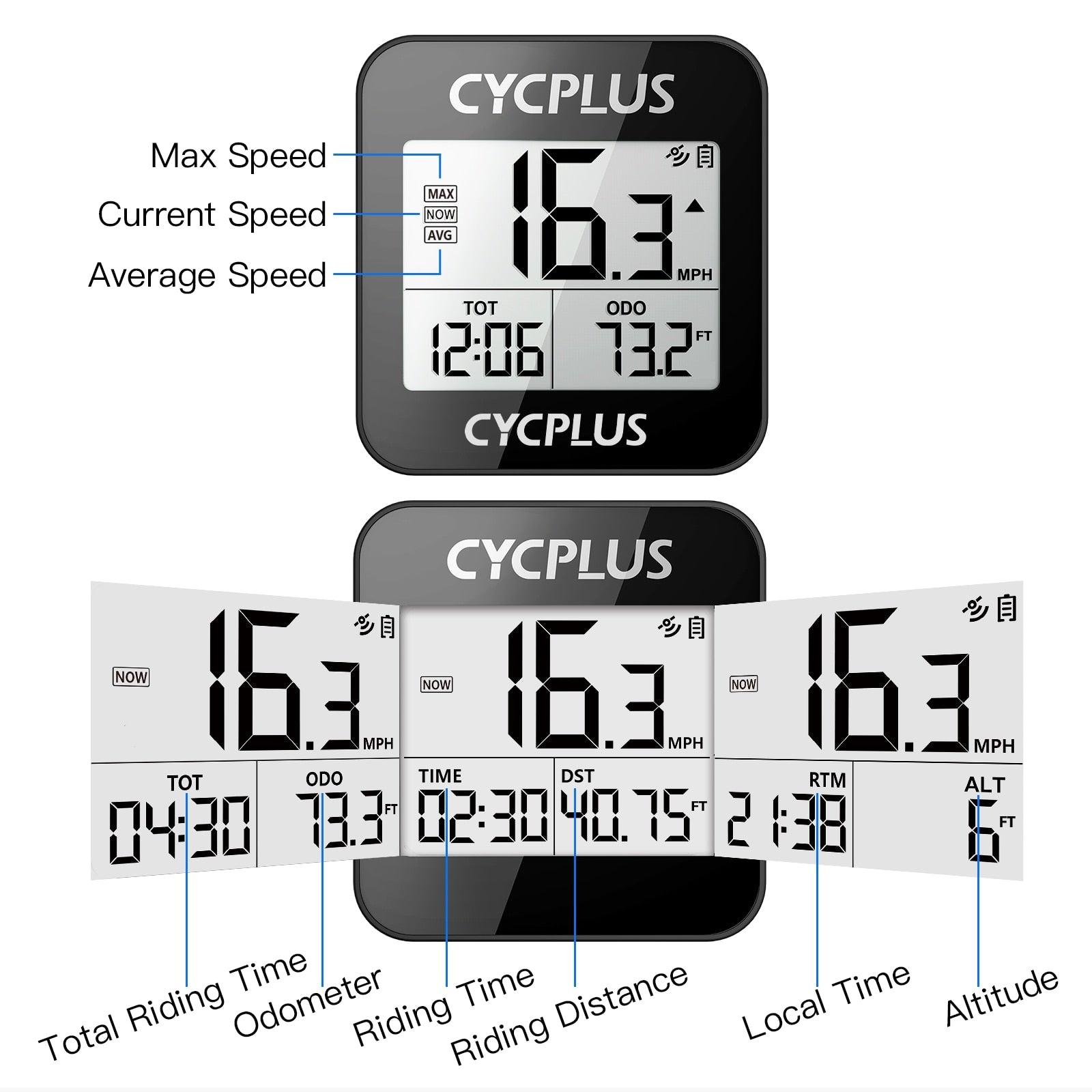 CYCPLUS Cycling GPS Bicycle Computer Bike Accessories Speedometer LED IPX6 Waterproof Odometer Wireless Stopwatch - Pogo Cycles