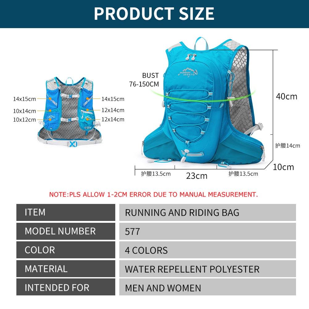 INOXTO-Portable waterproof bicycle backpack, 10 liters, water bag, suitable for outdoor sports, mountaineering, hiking, hydratio - Pogo Cycles