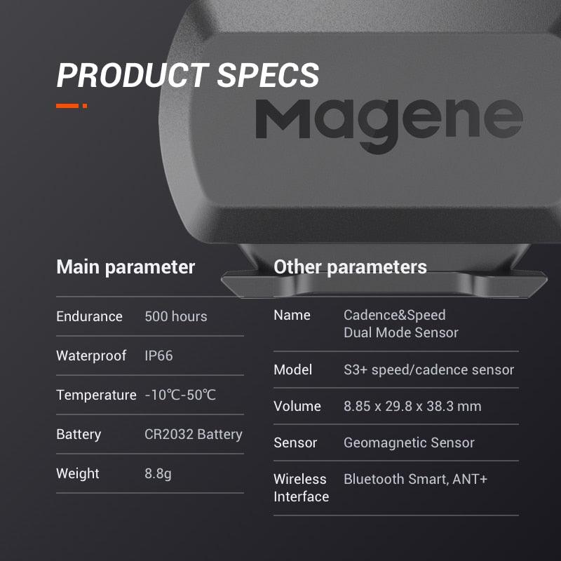 Magene Cadence Sensor Speed S3+ Speedometer ANT+ Bluetooth Computer Compatible with Garmin IGP Bryton Bike Computer Wireless - Pogo Cycles