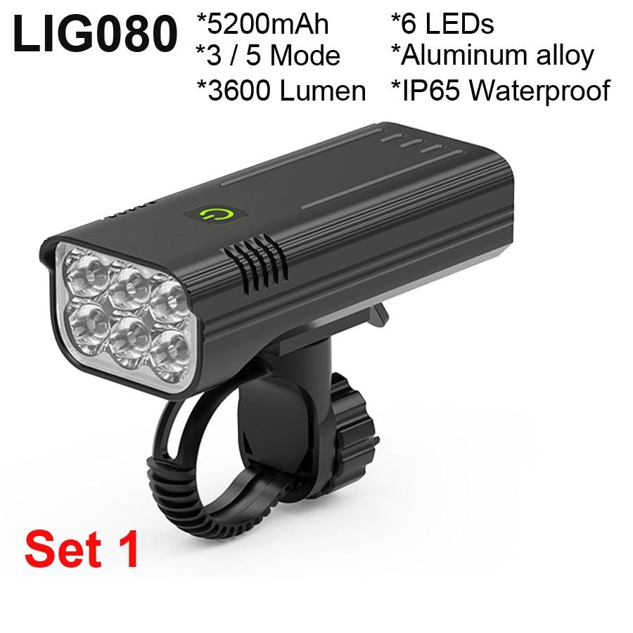 NEWBOLER Bicycle Light 3600 Lumens USB Chargeable Rainproof MTB Bike Light Set With 2 Holder 5200mAh Flashlight Bike Accessories - Pogo Cycles