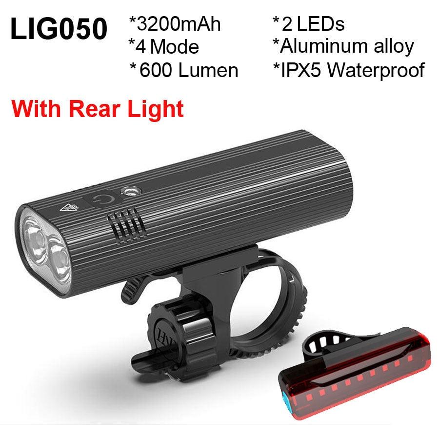 NEWBOLER Bicycle Light 3600 Lumens USB Chargeable Rainproof MTB Bike Light Set With 2 Holder 5200mAh Flashlight Bike Accessories - Pogo Cycles