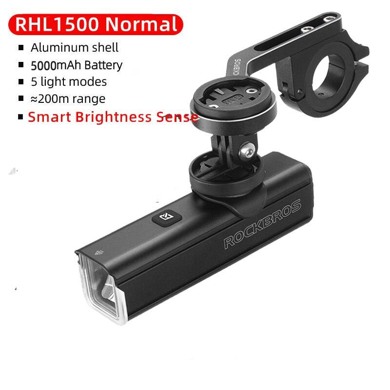 ROCKBROS 400-1000LM Bicycle Light GoPro Mount Holder USB Type-c Rechargeable Fit Garmin Bryton IGS Computer Cycling Headlight - Pogo Cycles