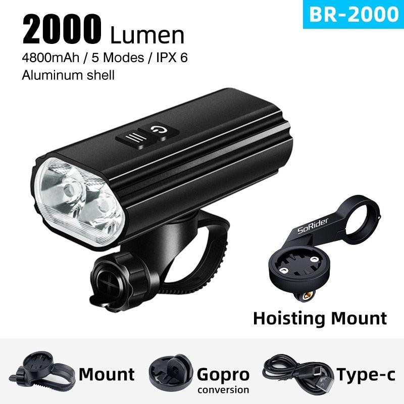 SoRider Bicycle Bike Light BR 2000 AI 1200 Lumens Lumen High Brightness Multi-Function Road MTB Cycling Safety Front Lights - Pogo Cycles