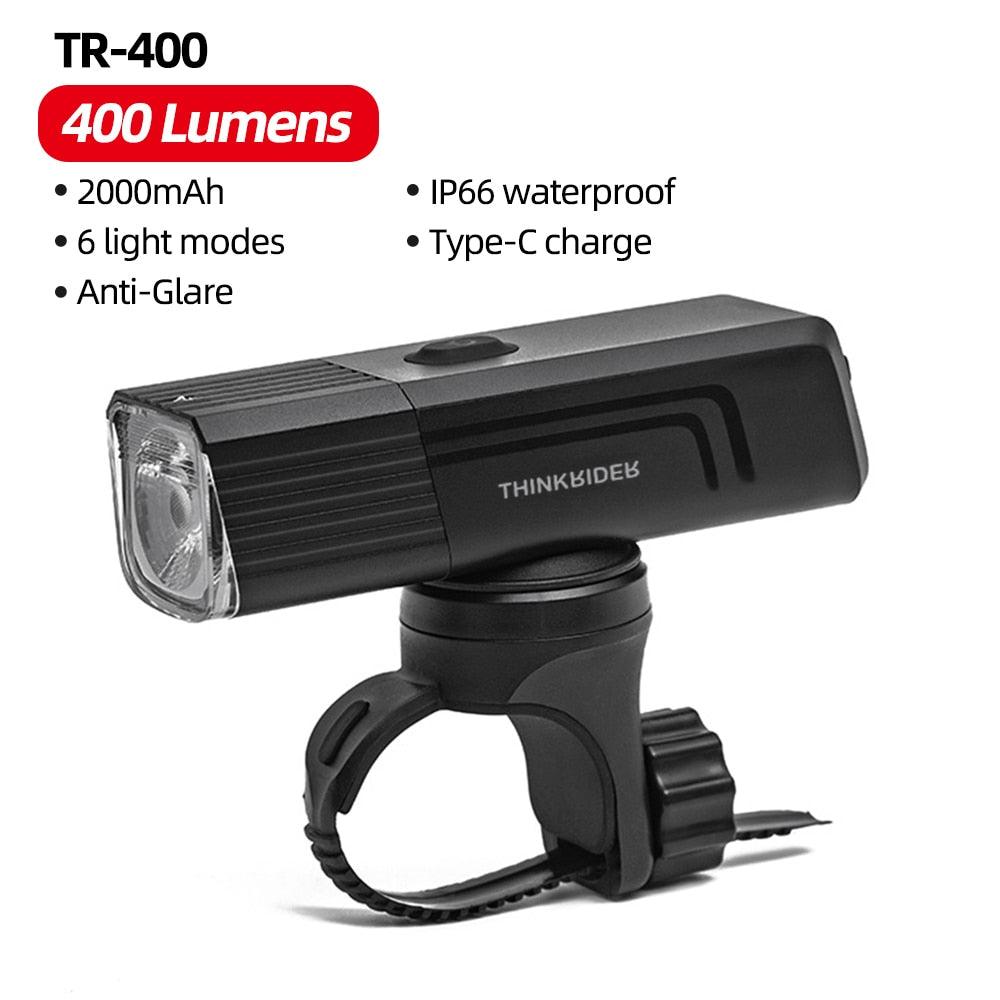 ThinkRider Bike Light 1300Lumen 4500mAh Bicycle Headlight Flashlight Handlebar USB Charging MTB Road Cycling Highligh - Pogo Cycles