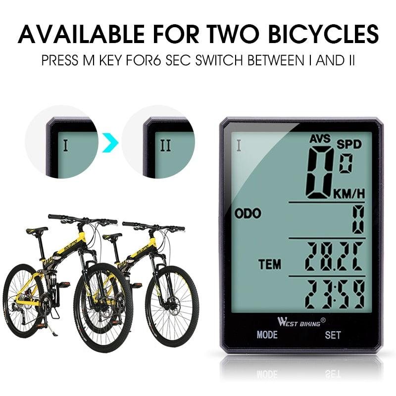 WEST BIKING Cycling Speedometer Digital Large Screen Waterproof LCD Wireless and Wired Bike Odometer Bicycle Computer - Pogo Cycles