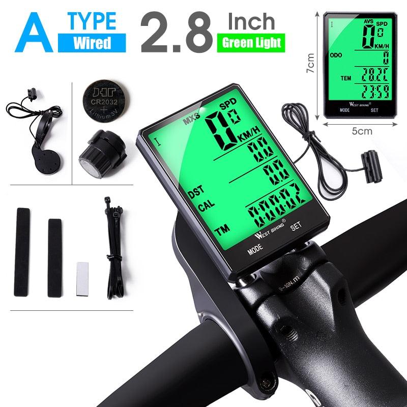 WEST BIKING Cycling Speedometer Digital Large Screen Waterproof LCD Wireless and Wired Bike Odometer Bicycle Computer - Pogo Cycles