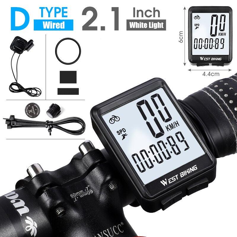 WEST BIKING Cycling Speedometer Digital Large Screen Waterproof LCD Wireless and Wired Bike Odometer Bicycle Computer - Pogo Cycles