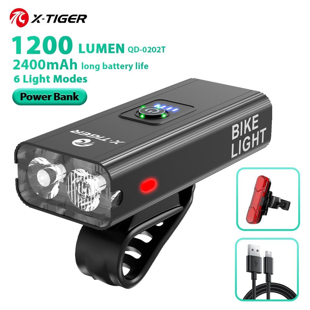 X-TIGER Bicycle Light Rainproof USB Charging LED Cycling Lights Front Lamp Headlight Aluminum Ultralight Flashlight Bike Light - Pogo Cycles