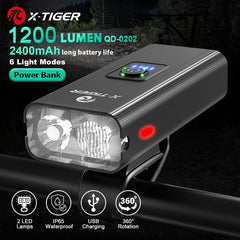 X-TIGER Bicycle Lights Waterproof USB Charging Bike Light Aluminum LED Front Lamp Bike Headlight Power Bank Cycling Flashlight - Pogo Cycles