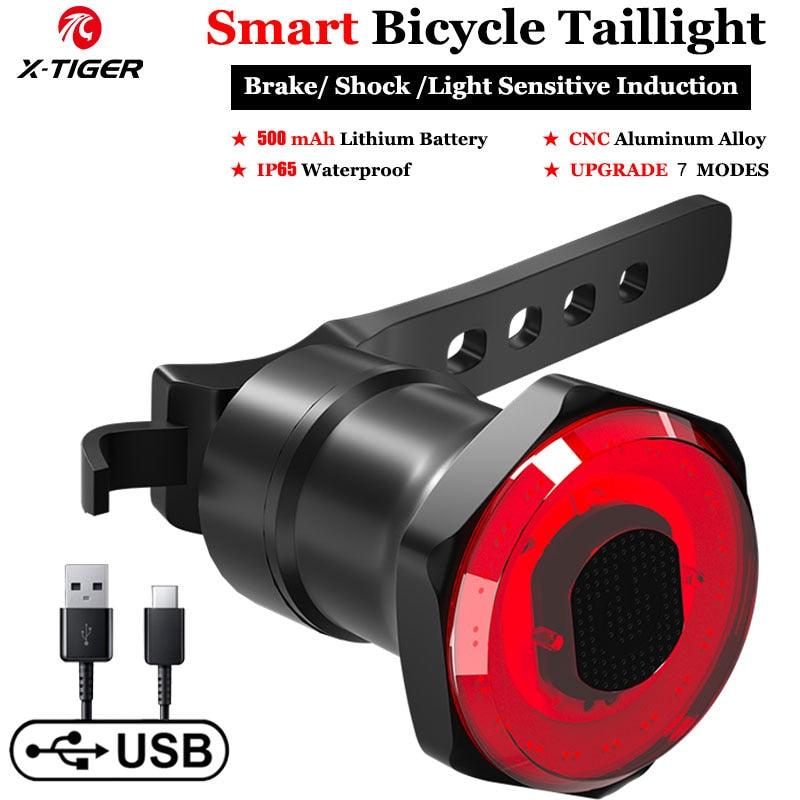 X-TIGER Bicycle Smart Auto Brake Sensing Light Waterproof LED Charging Cycling Taillight Bike Rear Light Warn Bicycle Tail light - Pogo Cycles